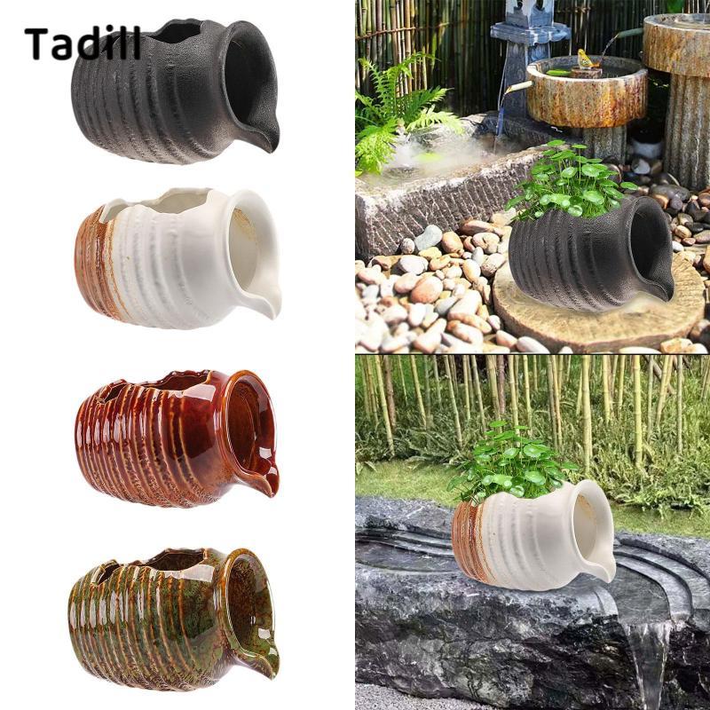 [negjsg] ตกแต่งหมุนเวียนน้ําหม้อดินตาราง Fountain Jar แจกัน Hydroponic สําหรับ Betta ถัง Pond ตกแต่งในร่ม