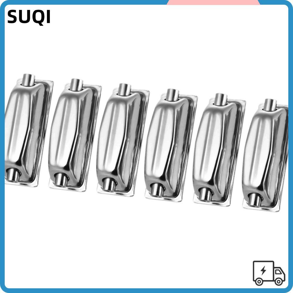 SUQI 6 ชิ้น ตะขอก้ามปูกลอง อะไหล่เปลี่ยนกลองหูท้ายคู่ Lug ทรงสี่เหลี่ยมผืนผ้า สีเงิน สําหรับกลองบ่วง & กลองเบส