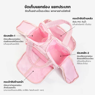 Shimanto กระเป๋าเครื่องสำอางค์ ดีไซน์ปากกว้าง ทรงก้อนเมฆ แยกเป็นสัดส่วน กระเป๋าขนาดใหญ่ ซับใน PVC กันน้ำ