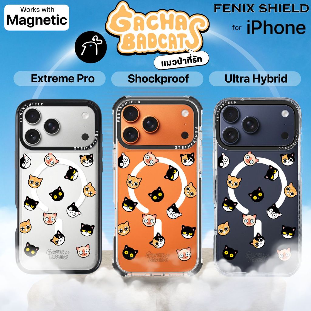 เคส FenixShield x Kai3 Gacha Badcats [ Neko Pop ] สำหรับ iPhone Air / 17 / 16 / 15 / 14 / 13 / Plus / Pro / Max
