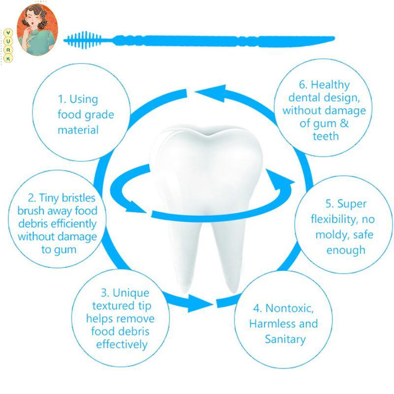 [VURK] 100 ชิ้น/กล่อง Double Head Floss Inter Toothpi Brush Tooth Sti Oral Care Toothpis Floss Pi VN