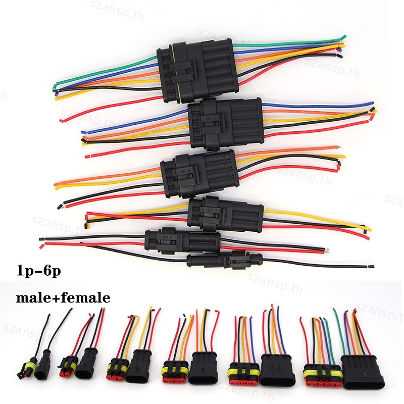 1 คู่ 1 P 2 P 3 P 4 P 5 P 6 P Way กันน้ําไฟฟ้า Auto สายไฟชายหญิงปลั๊ก 18awg พร้อมสายไฟสําหรับรถยนต์ร