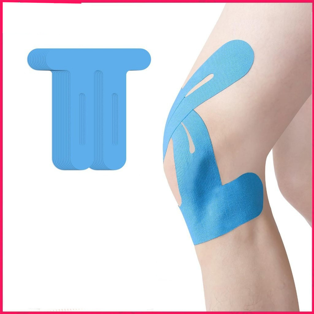 SG Pre-Cut Kinesiology Tape สําหรับเข่ากันน้ําและยืดหยุ่น Breathable Latex-Free Cotton Athletic Tape