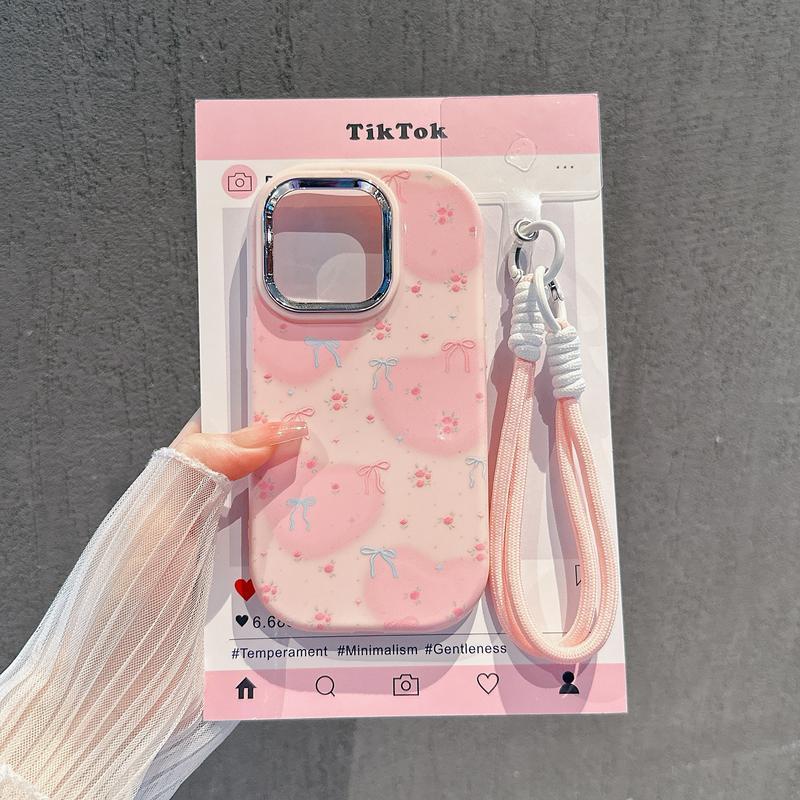 เคสโทรศัพท์สำหรับ iPhone 11 Pro Max 13 16 15 Pro XS XR 14 Plus 12 7+ 8 XS เคสโทรศัพท์ซิลิโคนนุ่ม ลายดอกไม้และหัวใจสีชมพู