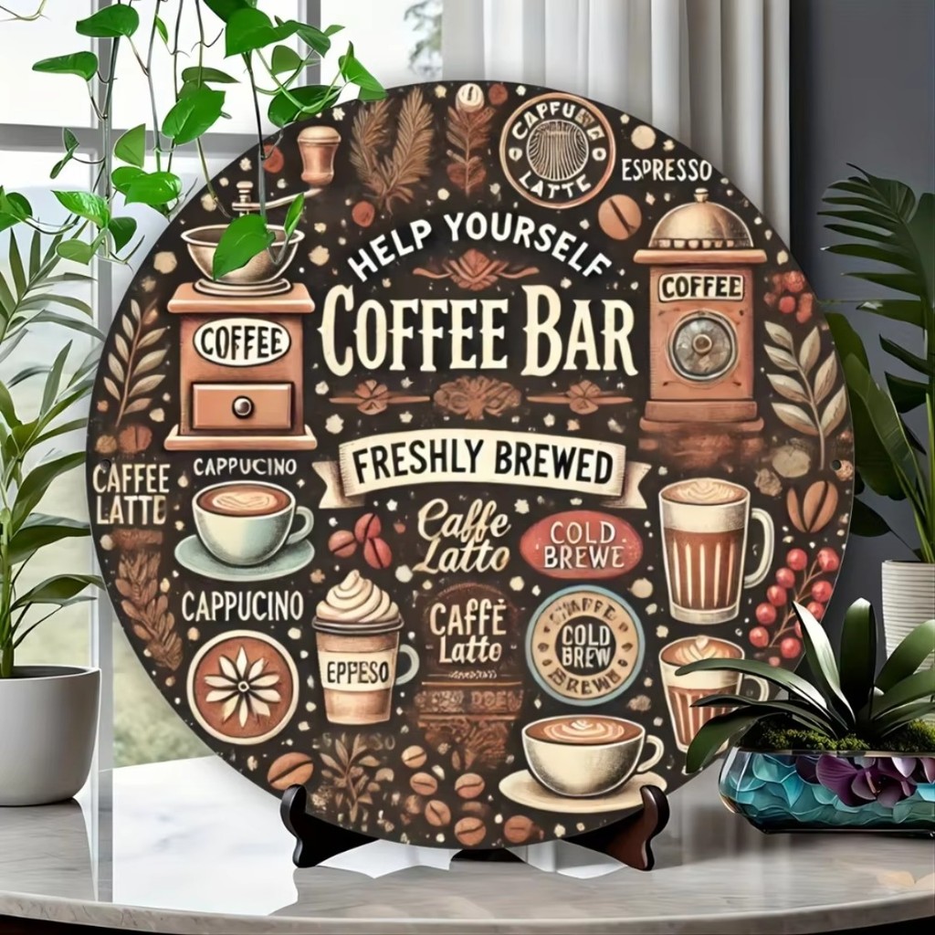 HELLOYOUNG ป้ายโลหะดีบุกวินเทจ Round Wall Decor สําหรับ Cafe Home Garden Bar Rustic Plaque Plaque Pl