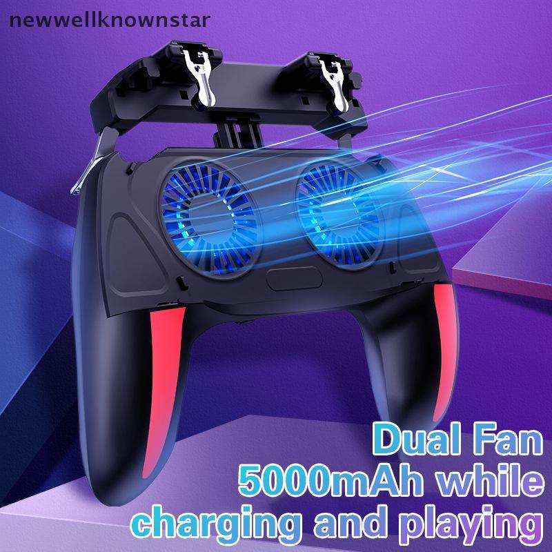 Newwellknownstar H10 Gaming Handheld Grip ตัวควบคุมเกม Joysti Gamepad สําหรับ Pubg Trigger พัดลมระบายความร้อน Cooler โทรศัพท์ USB ขับเคลื่อน 5000mAh แบตเตอรี่ CCB