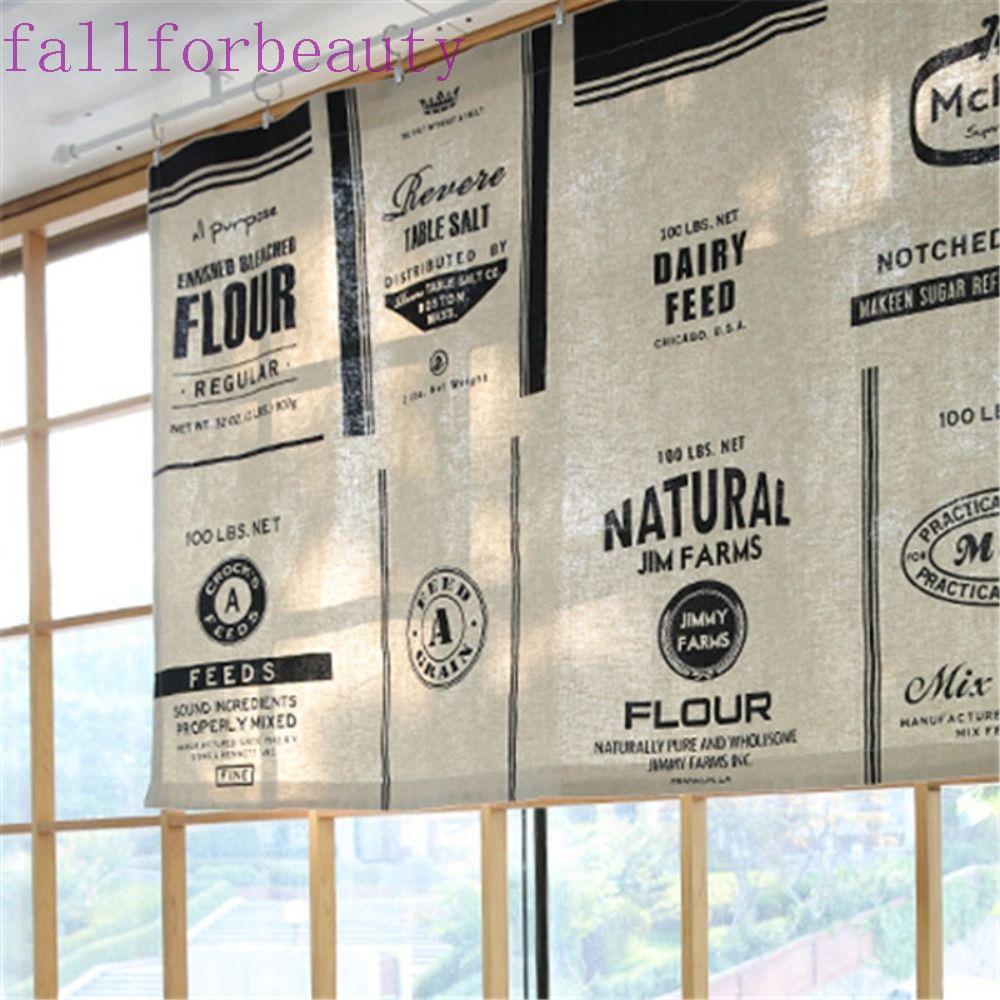 FALLFORBEAUTY ผ้าม่านครึ่ง Creative 45x140 ซม. สําหรับ Home, Cafe, ผ้าร้านอาหารคําภาษาอังกฤษผ้าม่านป