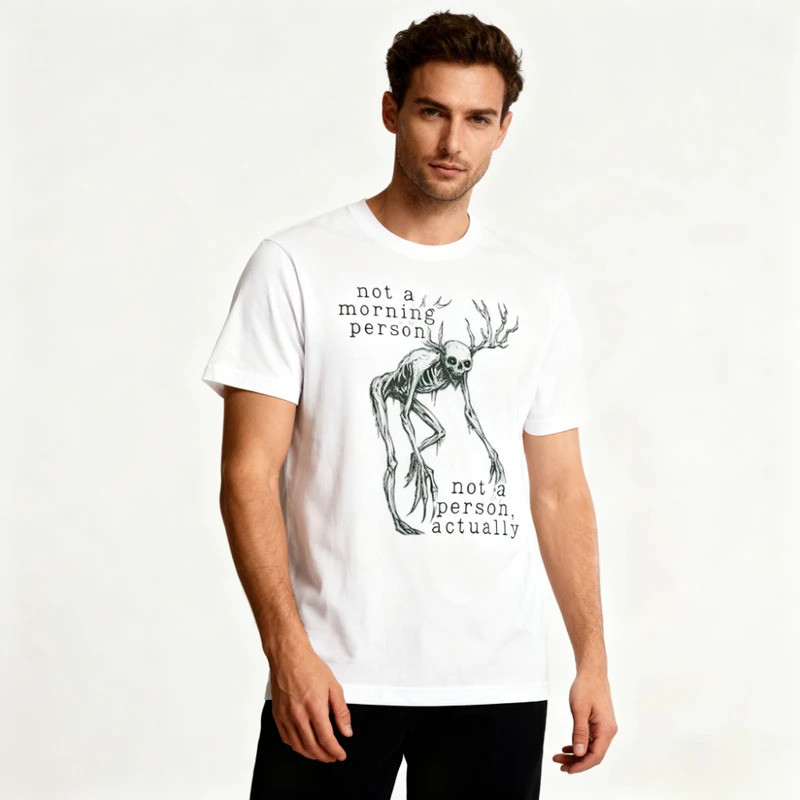 เสื้อยืดสไตล์วินเทจ Wendigo Morning Person เสื้อยืดอารมณ์ขันสำหรับผู้ใหญ่ เสื้อยืด Wendigo ของขวัญสำ