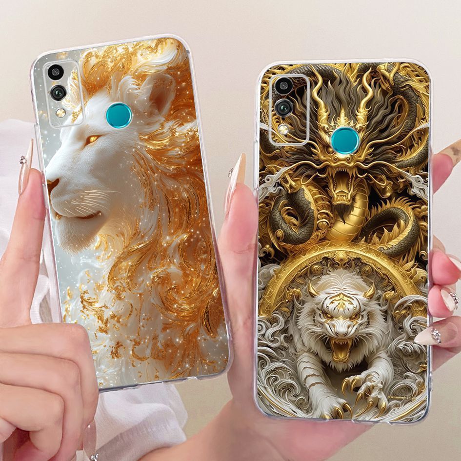 สําหรับ Huawei Honor 9X Lite กรณี JSN-L21 JSN-L22 JSN-L23 ฝาครอบโทรศัพท์หรูหรามังกรการ์ตูนซิลิโคนนุ่