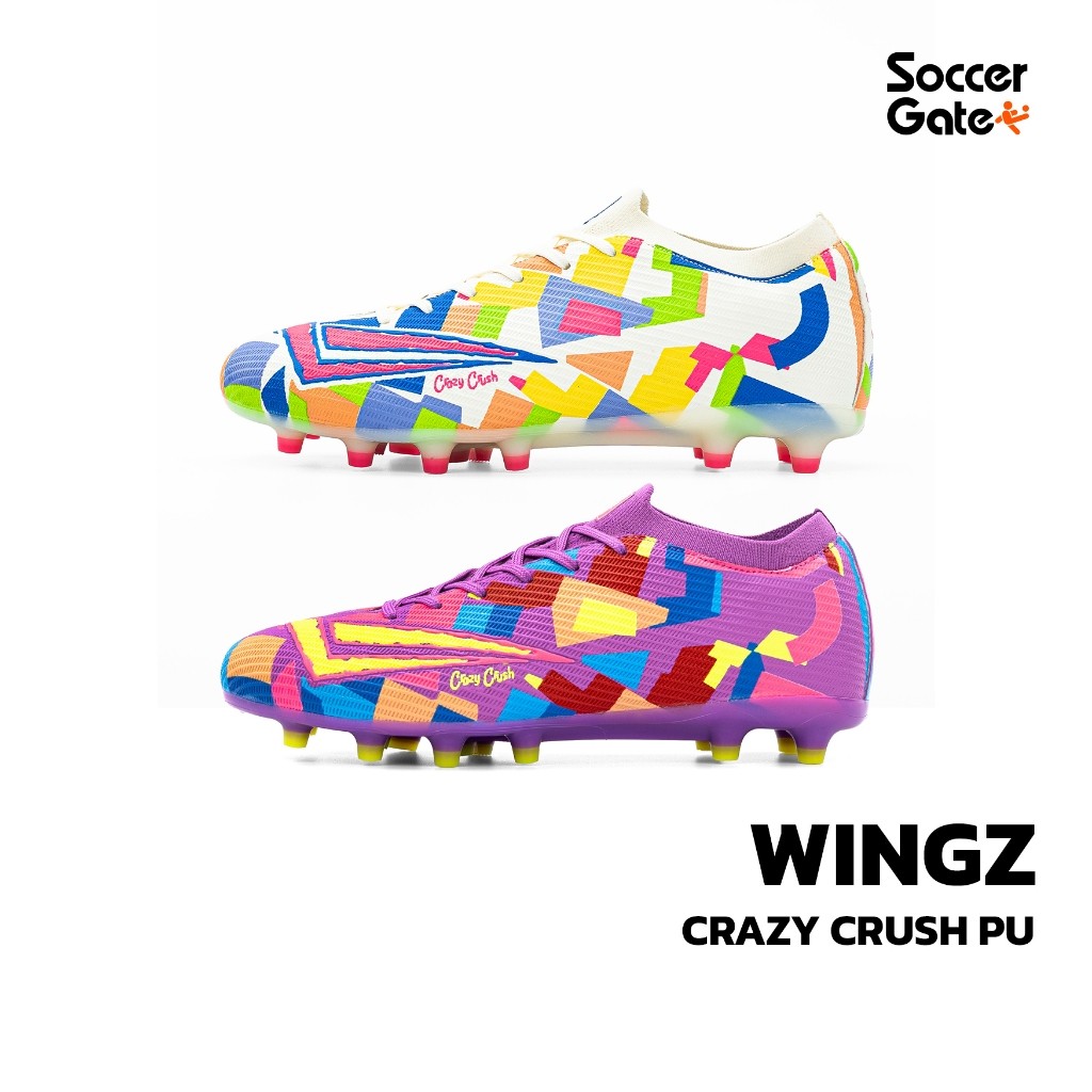WINGZ Crazy Crush PU รองเท้าสตั๊ดฟุตบอลของแท้ [โค้ด SOCC08AUG ลดสูงสุด 500 เมื่อซื้อครบ 3000]