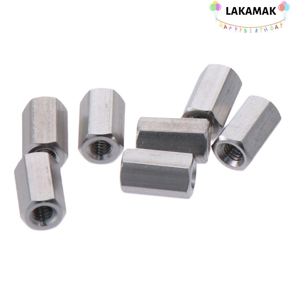 LAKAMAK 10 ชิ้น Hex Nuts, 304 สแตนเลส Silver Tone Hex Coupling Nuts, Durabl M3 M4 M5 M6 Hex Rod Coup