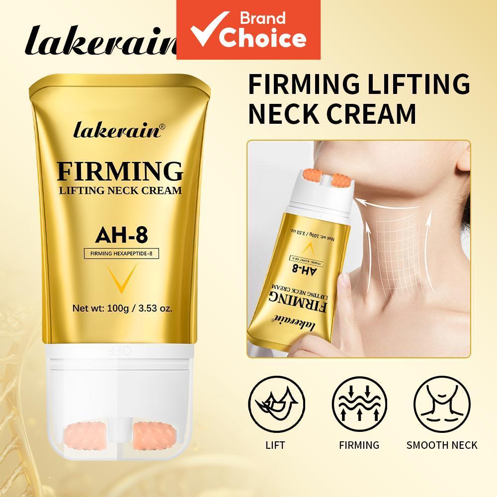 Lakerain ครีมนวดคอกระชับลูกกลิ้ง พร้อม AH-8 | 120g ครีมกระชับผิวคอเหี่ยวย่นและให้ความชุ่มชื้น | โลชั