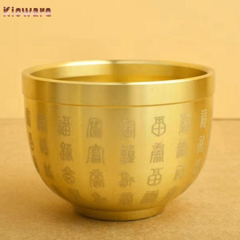 [Kloware] ทองเหลือง Feng Shui ชาม Treasure Bowl Desktop Lucky Decor ตุ๊กตาพื้นบ้าน Cornucopia Bai Fu