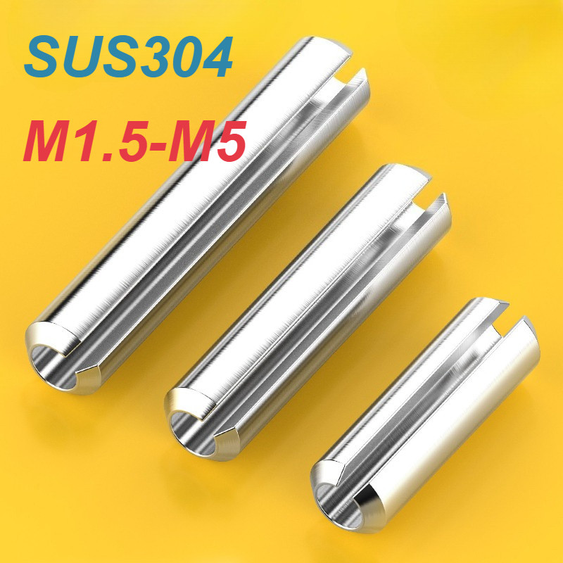 [XM-MB] หมุดเดือยสปริงสแตนเลส 304, DIN 1481, M1.5-M5, หมุดตรงแบบสปริง - Slotted, หมุดสปริงเจาะรู