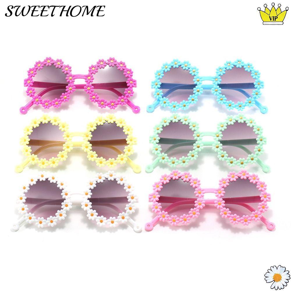 SWEETHOME แว่นกันแดดดอกไม้ทรงกลมสําหรับเด็ก, UV 400 Protection Ocean Lens Flowers Sun Shades for Kid
