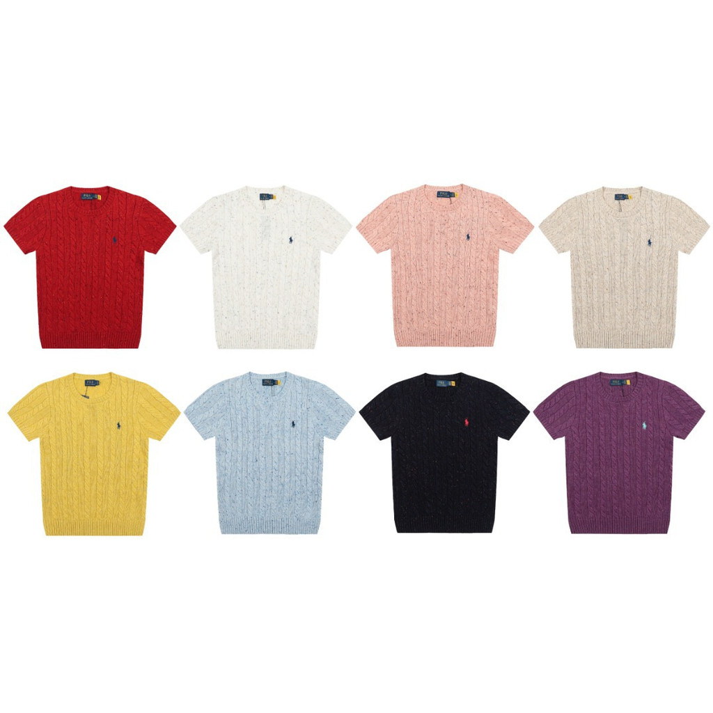 6PI9 Ralph*RL Wool blend with pony embroidery logo Twisted Knit Short Sleeve with Gradient Multicolo