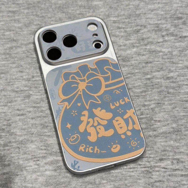 Fortune Blue Lucky Bag เคสหนังชุบไฟฟ้าสําหรับ iPhone 17 / 17 Pro / 14 Pro Max / 15 / AIR / 13 Pro Ma