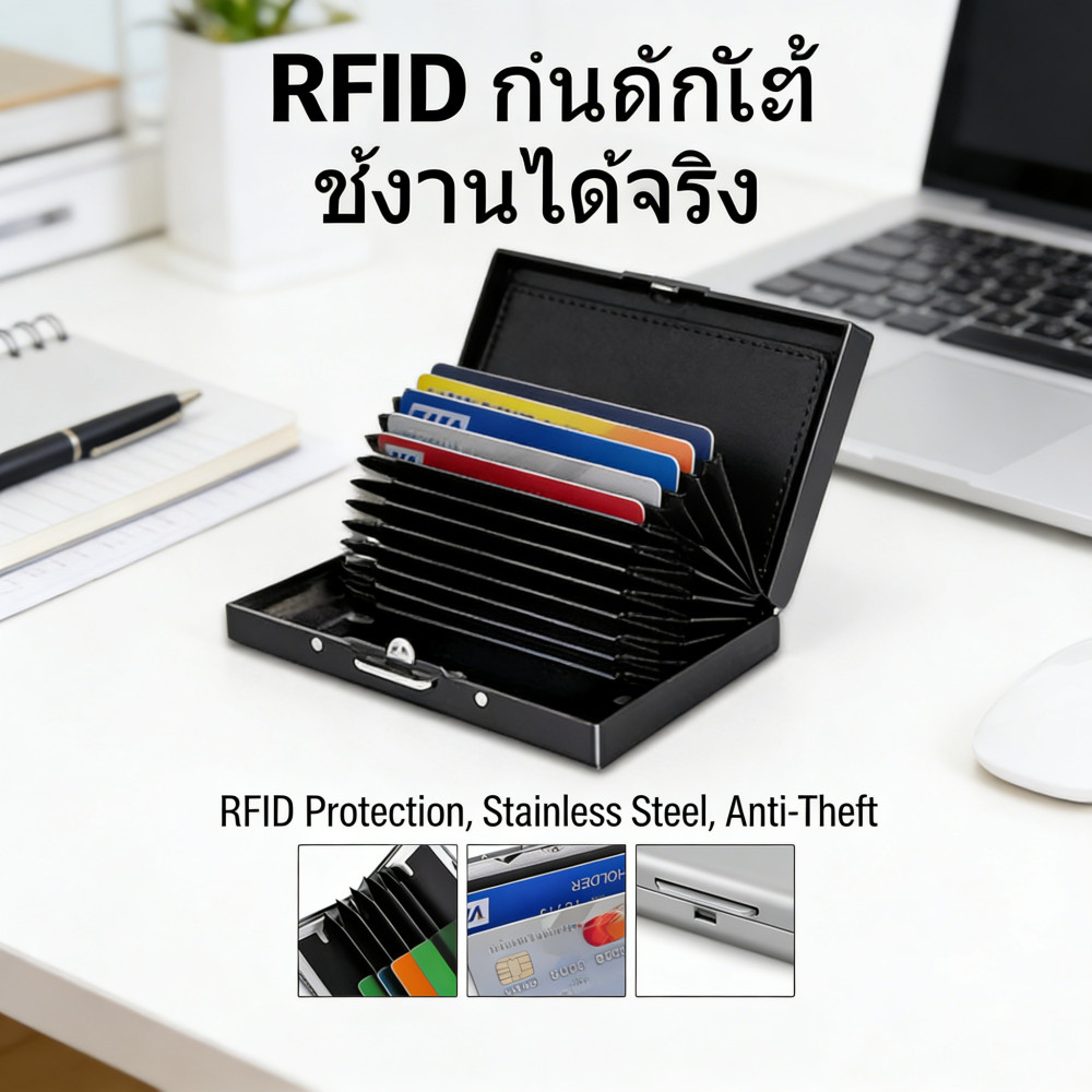 บัตรป้องกันการโจรกรรมกระเป๋าใส่บัตรที่ใส่บัตรเครดิตกล่องสแตนเลสบัตรป้องกันระบบป้องกันID RFIDสำหรับนามบัตร