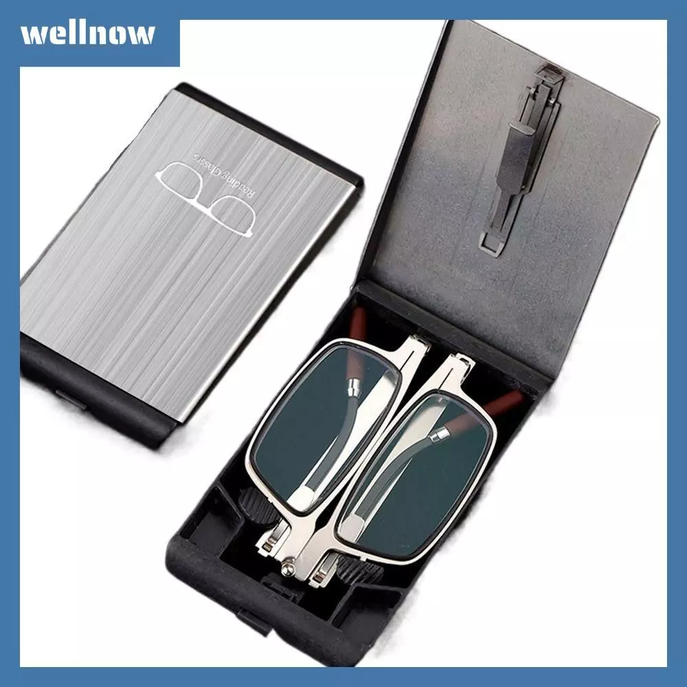 WELLNOW Anti-Blue Light แว่นตาสีฟ้า Blocking แบบพกพาแว่นตาสแควร์, สบาย Eye Protection ที่วางโทรศัพท์มือถือโลหะสายตายาวแว่นตา Office