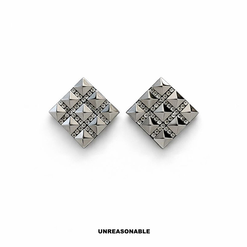 Steel Muse earrings. สีเงิน ต่างหูคลิป ก้านเงินแท้ น้ำหนักเบา UA0414-01 Unreasonable Accessories