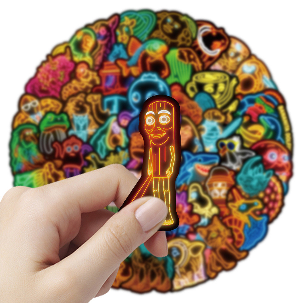 Tung Tung Sahur สติ๊กเกอร์สัตว์ผสม 50ชิ้น สัตว์แปลกฮาๆ มีมดัง กันน้ำ Stickers neon Sahur Meme