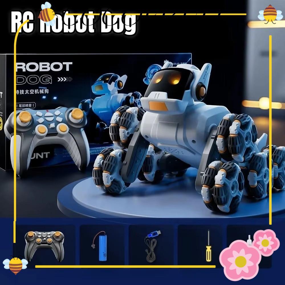 COCOFRUIT RC AI Robot, Silver Eight Wheeled Remote Control Robot, Creative Plastic 2.4G Pet Dog Chil