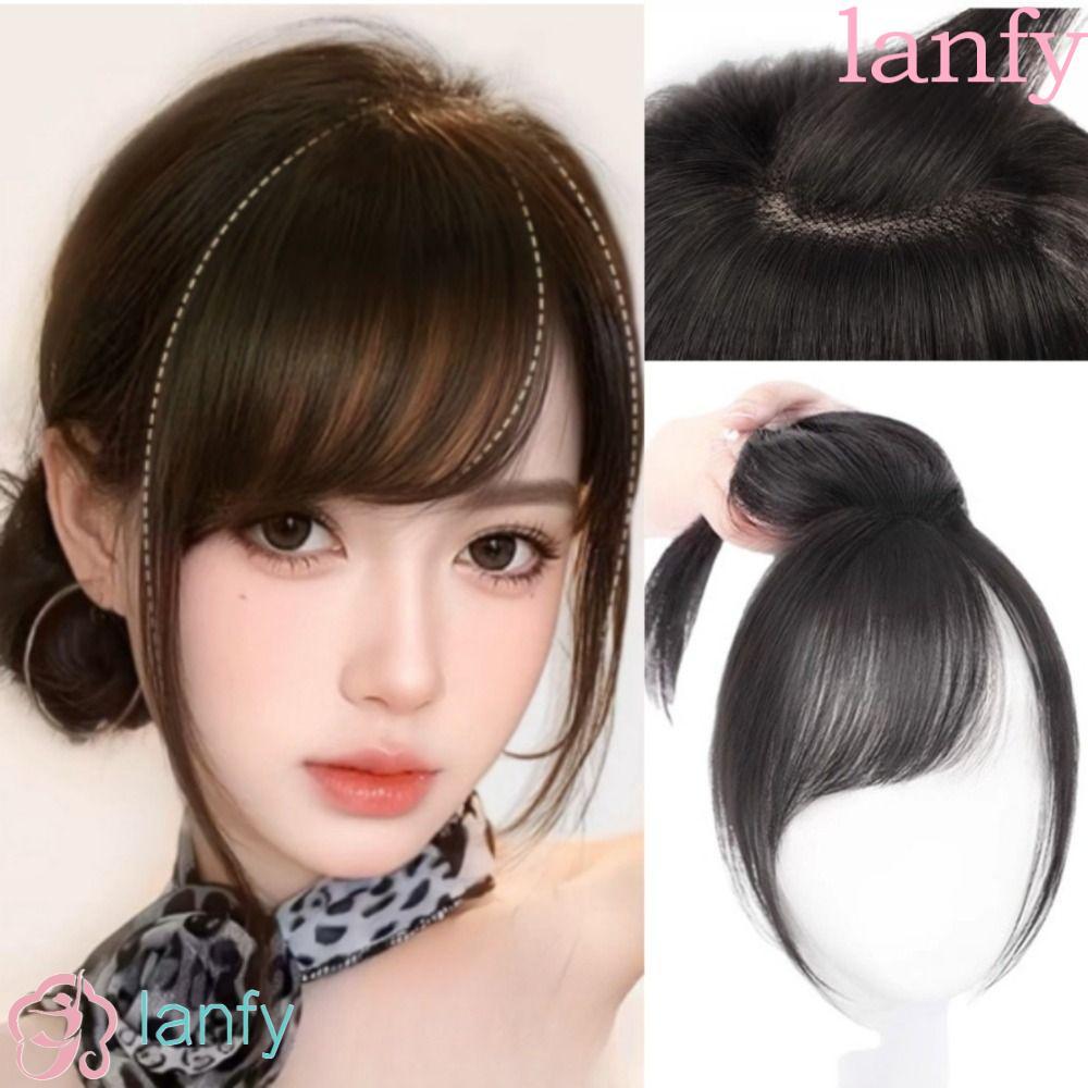 LANFY 3D Air Bangs, เฉียง Bangs Side Bangs Top Hair Bangs, อุปกรณ์เสริมผมผมปลอม Hairpiece Fringe ปลอ