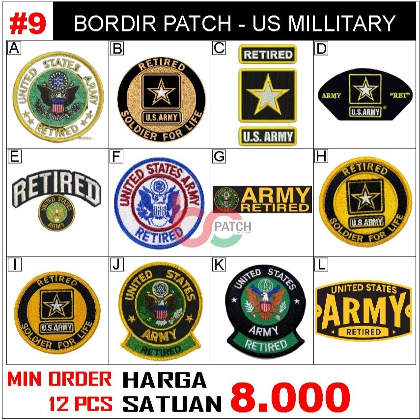 HDP 9 PATCH EMBROIDERY US ARMY MILLITARY INSIGNIA USAF NAVY RETIVER WW2 RANK VETERAN AIR/SPECIAL FOR