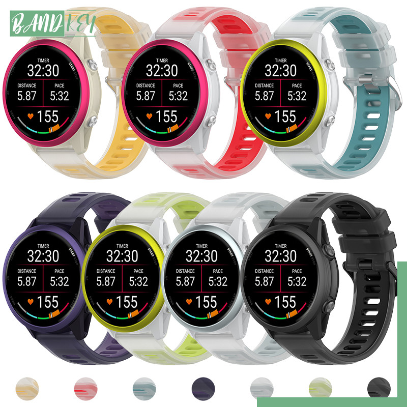 สายยางซิลิโคนสองโทนใส for Smartwatch Garmin Forerunner 570 265 255 165 55 Music/Vivoactive 6 5 4/Venu