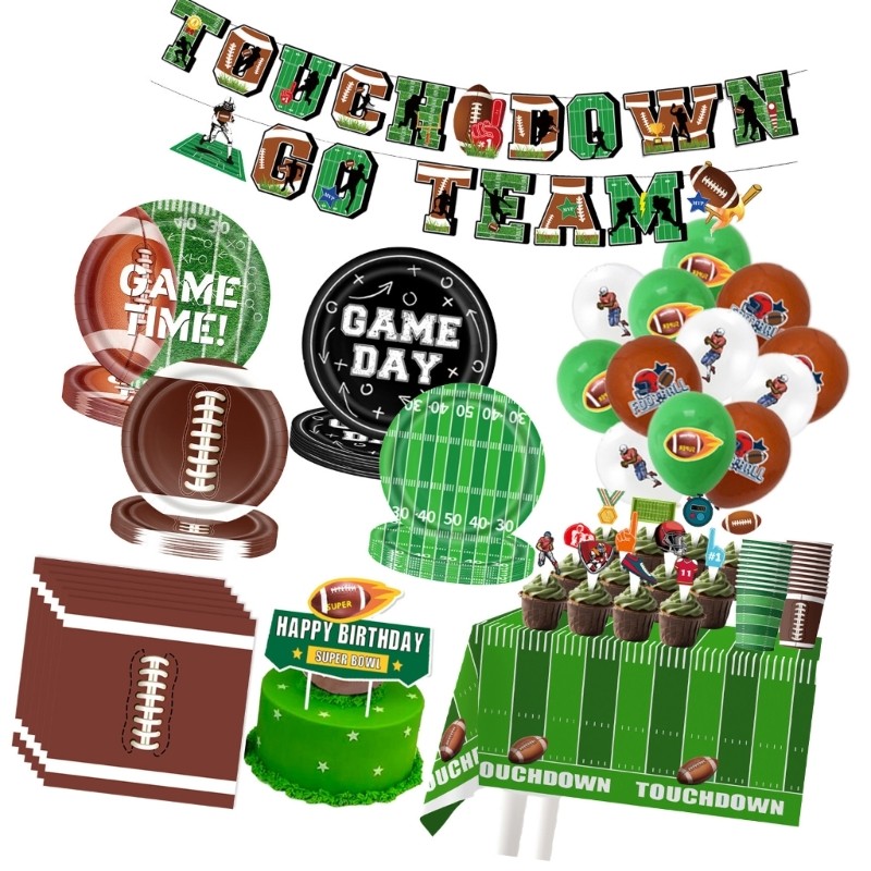 SC Themed Sports Gathering Accessories 66 ชิ้นแผ่นฟุตบอลผ้าเช็ดปากถ้วยเครื่องประดับ
