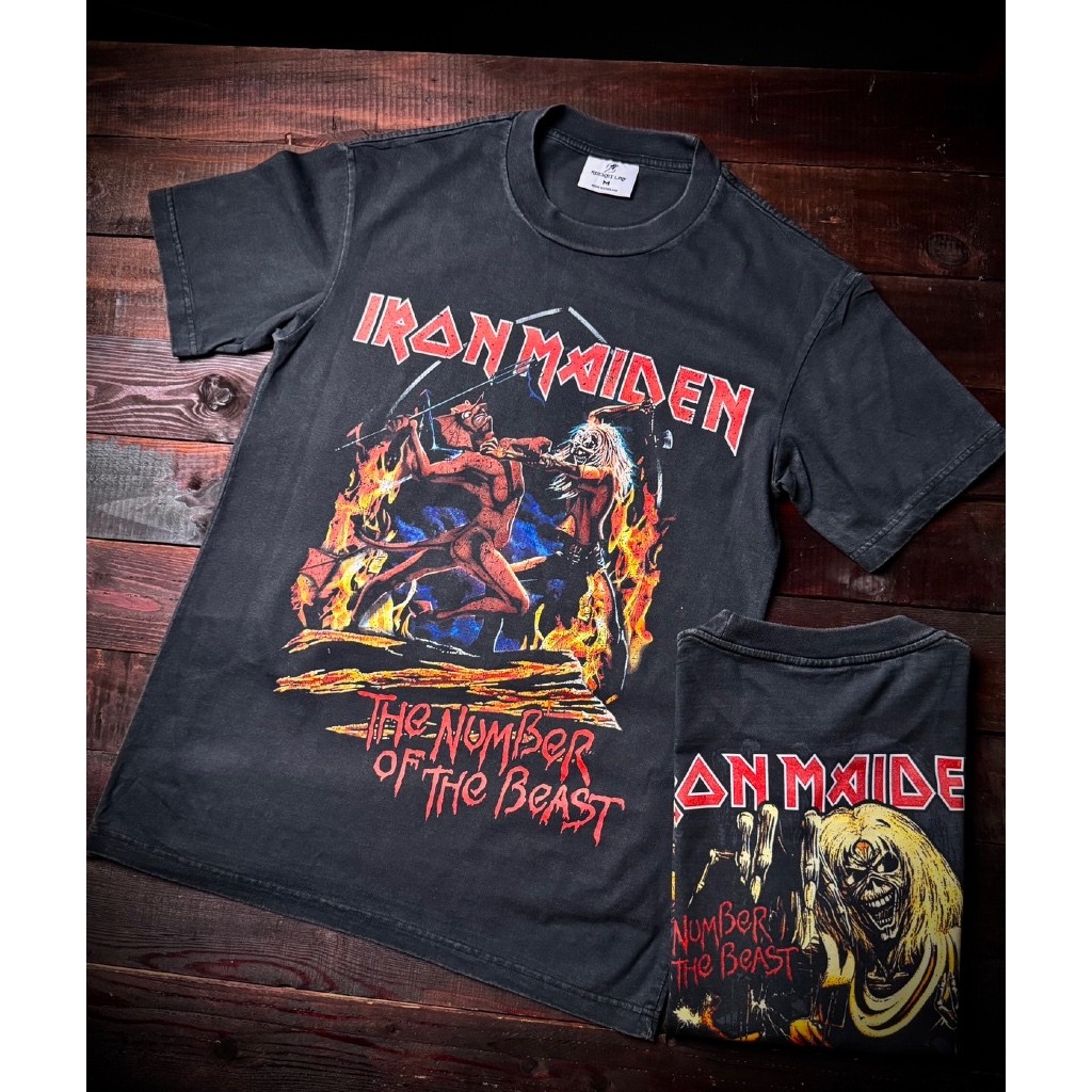 Rocket Lab Iron Maidan เสื้อยืดสีฟอกเฟด ผ้าคอตตอนพรีเมี่ยม USA สกรีนแบบ DTG งานละเอียดคุณภาพคมชัด