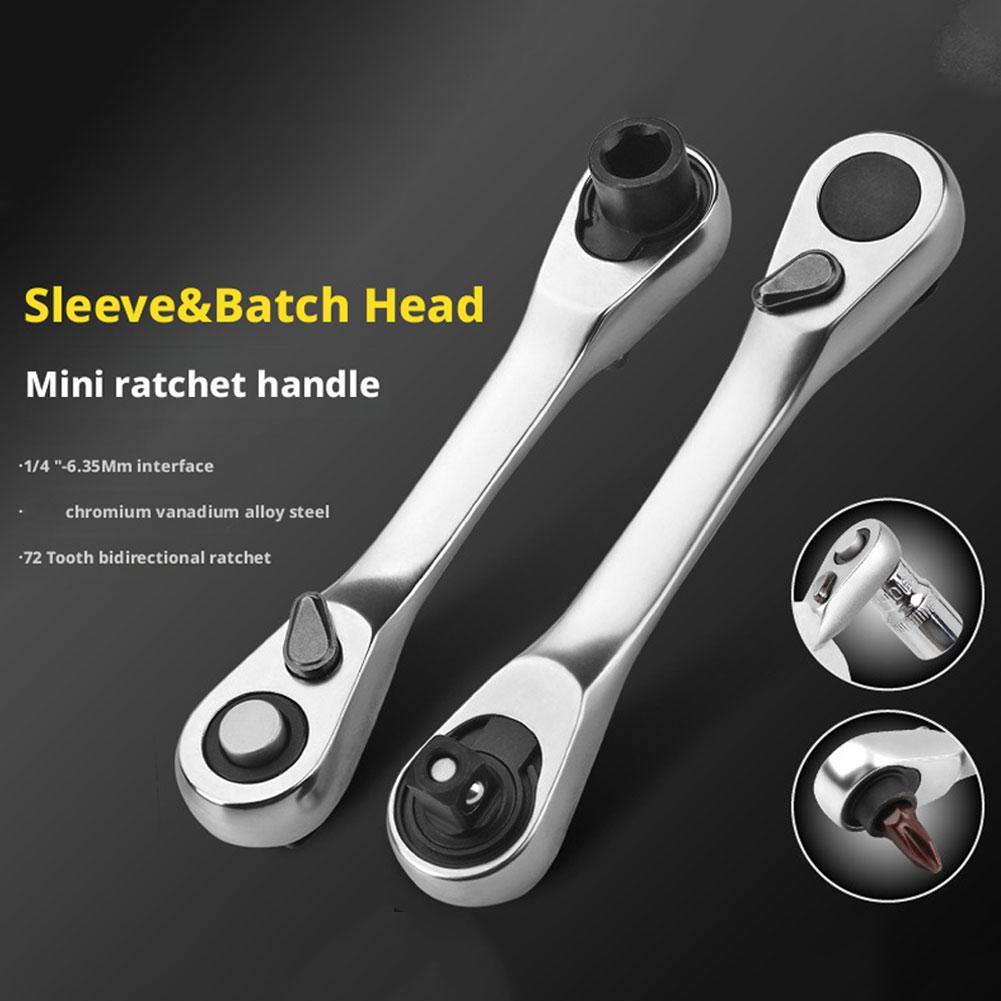 ประแจวงล้อขนาดเล็ก Double Ended Quick Socket Ratchet ประแจแรงบิดไขควง Spanner Hex U2f0