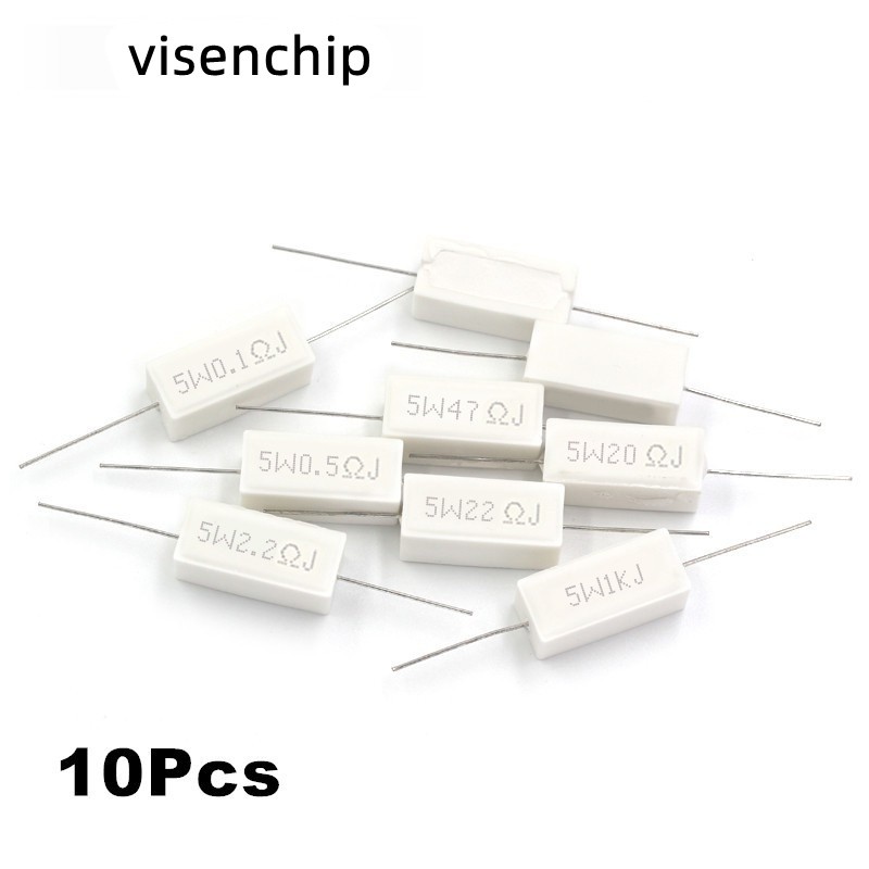 10pcs 5W 5% Cement Resistor Power Resistance 0.05R 0.1R0.15R 0.22R 0.25R 0.27R 0.33R 0.39R 0.47R 0.5