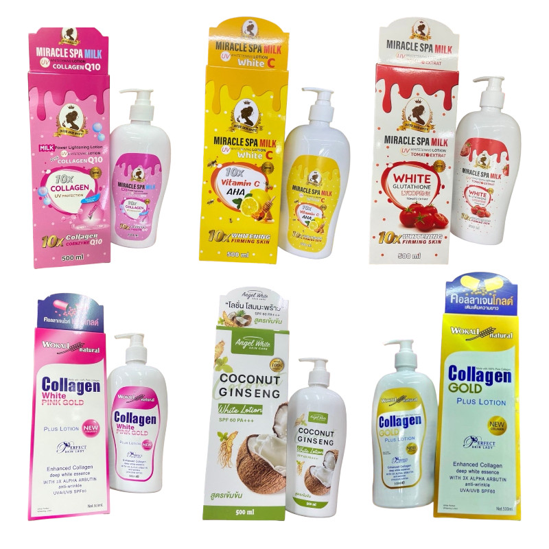 🔺Miracle Spa Milk/Collagen UV Protection /White C/White Glutathione/Collagen White PinkGold/Coocnut 