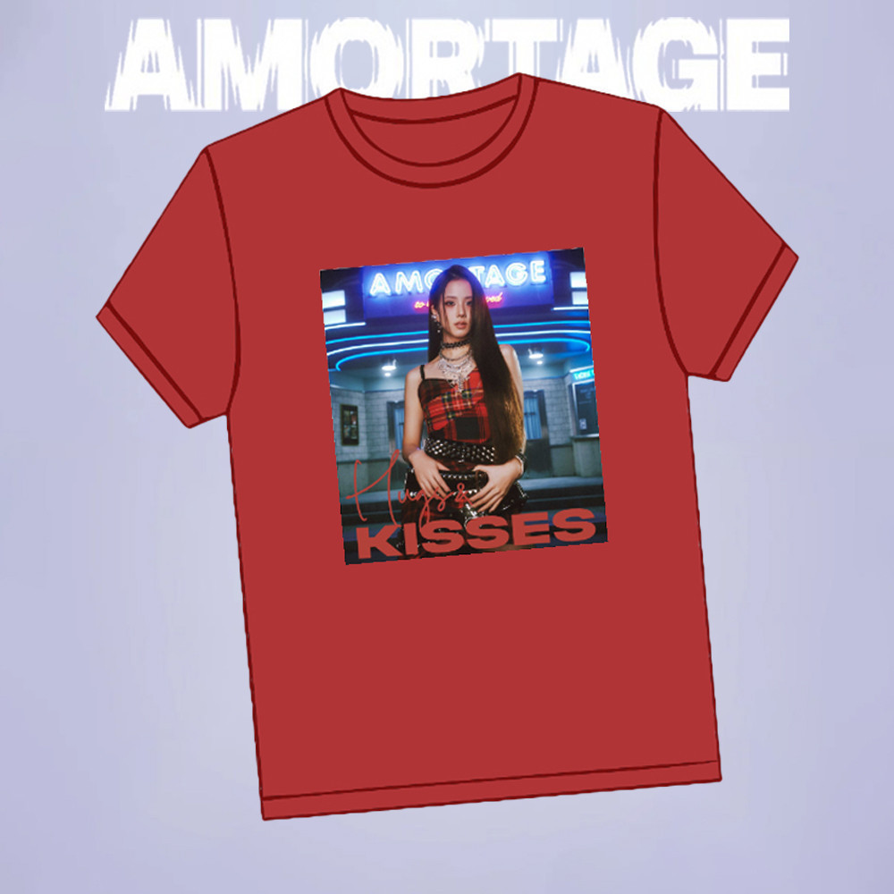แฟชั่นHOT Kpop BLACKPINK JISOO AMORTAGE Merch ผ้าฝ้ายเสื้อยืด  ขนาด  ผู้ชายและผู้หญิงหลวมพิมพ์แขนสั้