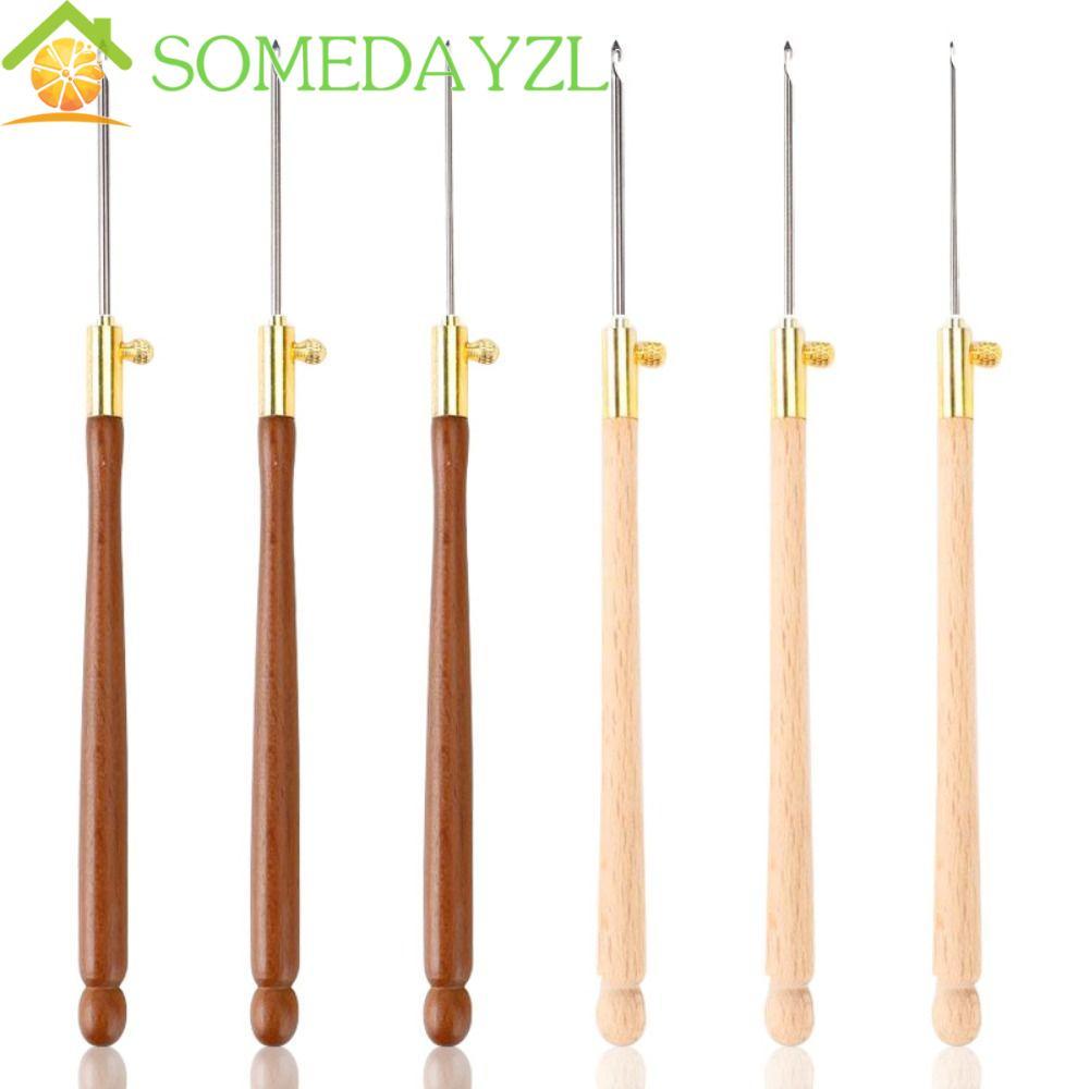 SOMEDAYZL เย็บปักถักร้อยเข็ม, ถักตะขอหลายขนาดเข็มโครเชต์, DIY ไม้ Handle 3 เข็ม Cross Stitch ลูกปัด