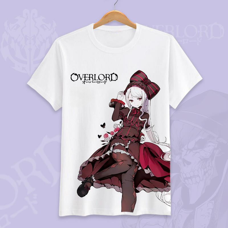 เสื้อยืดแขนสั้นสีขาวยี่ห้อญี่ปุ่น ลายอะนิเมะ Overlord ใส่ได้ทุกวันและสวมใส่ง่าย