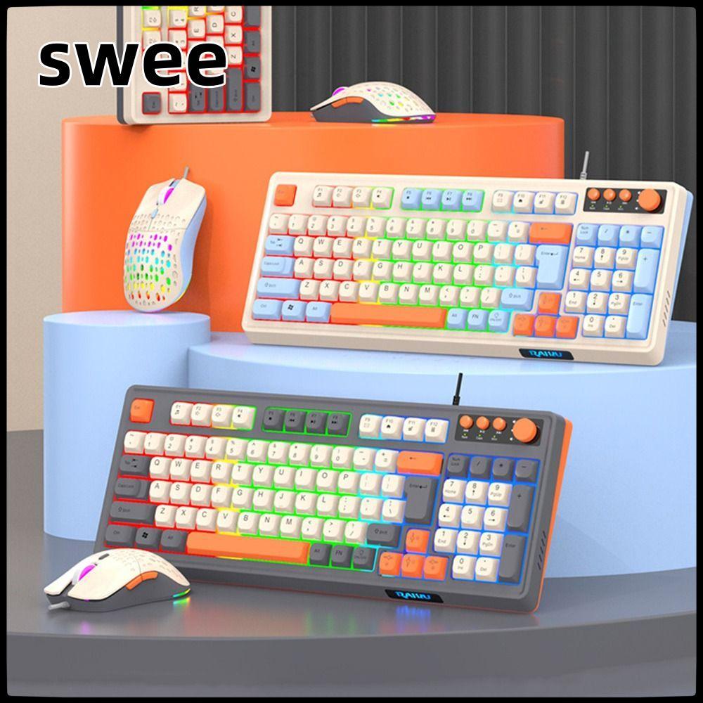 SWEE RAID T98 คีย์บอร์ด, โคมไฟ 98 เค้าโครงคีย์คีย์บอร์ดเมาส์ชุด, Backlight Rainbow Color Luminous Ga