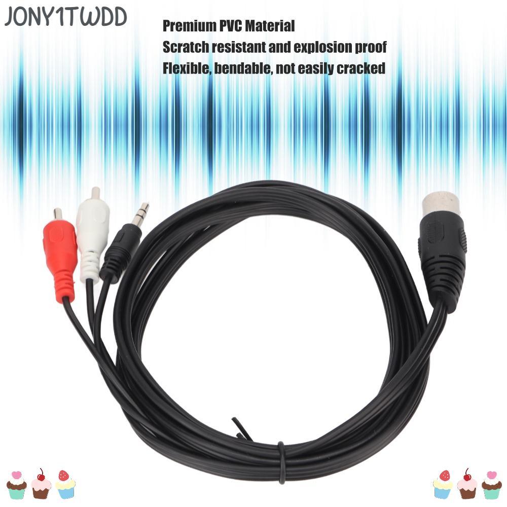 JONY1TWDD DIN 8Pin Male Audio Lead, Male to Male 5.9ft DIN 8Pin to 3.5mm + 2RCA Cable, Plug and Play