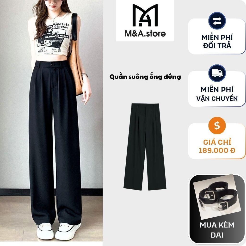 M&A - กางเกงทรงกระบอกกํามะหยี่คุณภาพสูง กระเป๋าเฉียงเอวสูง ดีไซน์เนอร์ Q04