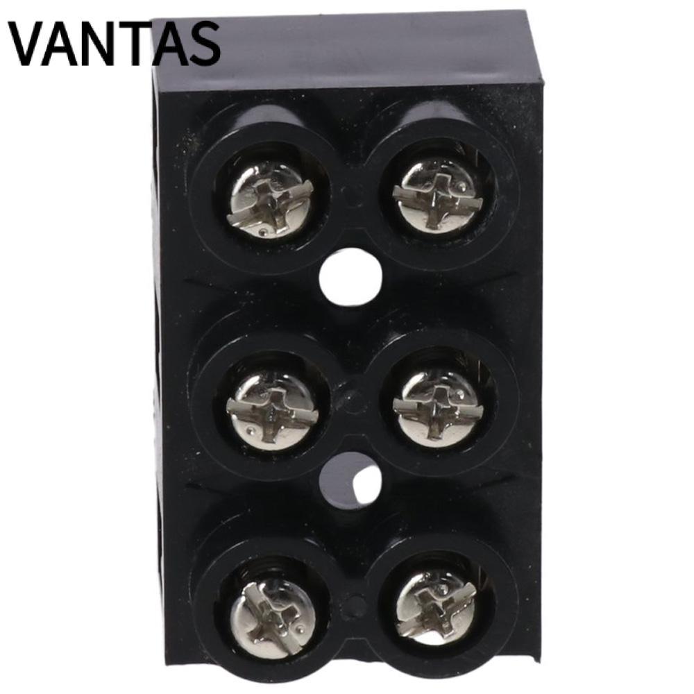 VANTAS Screw Electric Barrier Strip, 60A 500V Terminal Block, Terminal Post 3 ตําแหน่ง Dual แถวสีดํา