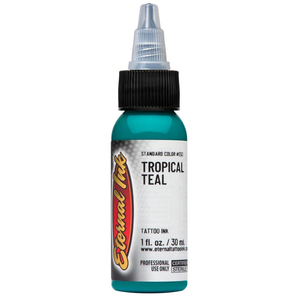 หมึกสักนิรันดร์ (1oz) สี TROPICAL TEAL สีฟ้า ขวด 30ml (วันหมดอายุ : 2028 และ 2029)