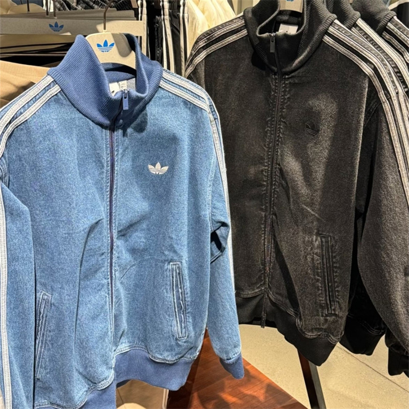 แจ็คเก็ต Retro Stand-up Collar จาก Adidas ปักโลโก้ ดีไซน์_unisex_สำหรับสไตล์ลำลองและแฟชั่น