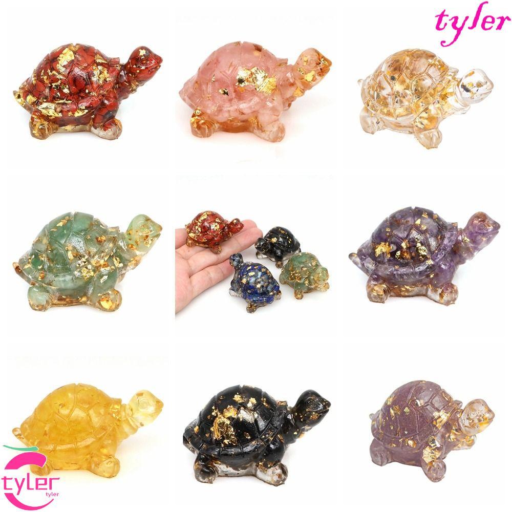 TYLER ตุ๊กตาเต่ากระเป๋า,สัตว์เต่าคริสตัลอีพ็อกซี่เต่ารูปปั้น, 50 มม.คริสตัลอีพ็อกซี่ธรรมชาติ Home