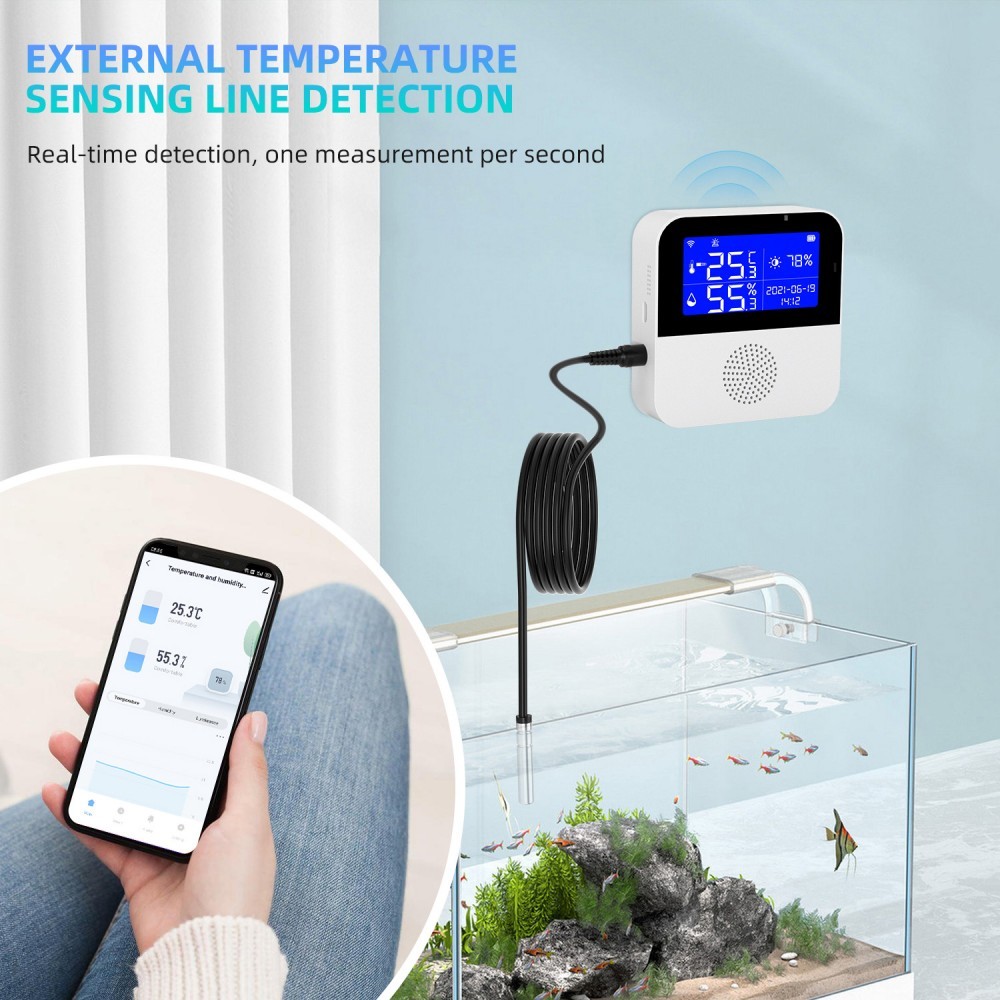 Tuya สมาร์ท WIFI เซ็นเซอร์อุณหภูมิและความชื้นพร้อมจอแสดงผล LCD แบ็คไลท์เครื่องวัดอุณหภูมิในร่มเครื่องวัดความชื้นอุปกรณ์บ้านอัจฉริยะ ราคา ถูกที่สุด ดีลบีเคเค แกลเลอรีภาพที่ 9