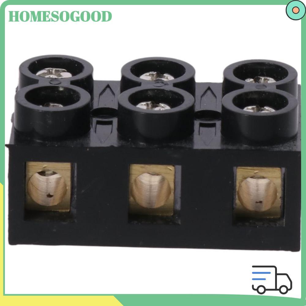 HOMESOGOOD Screw Electric Barrier Strip, 3 ตําแหน่ง 500V Terminal Block, Terminal Post Dual Row 60A 