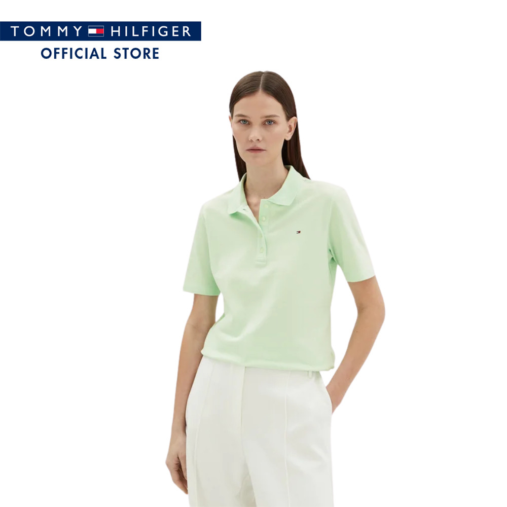 Tommy Hilfiger เสื้อโปโล ผู้หญิง รุ่น WW0WW43224 LXY - สีเขียว ทรง Regular Fit