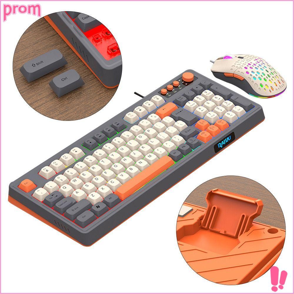 PROM RAID T98 คีย์บอร์ด, โคมไฟ 98 รูปแบบคีย์คีย์บอร์ดเมาส์ชุด, Backlight Rainbow สีการเชื่อมต่อ USB 