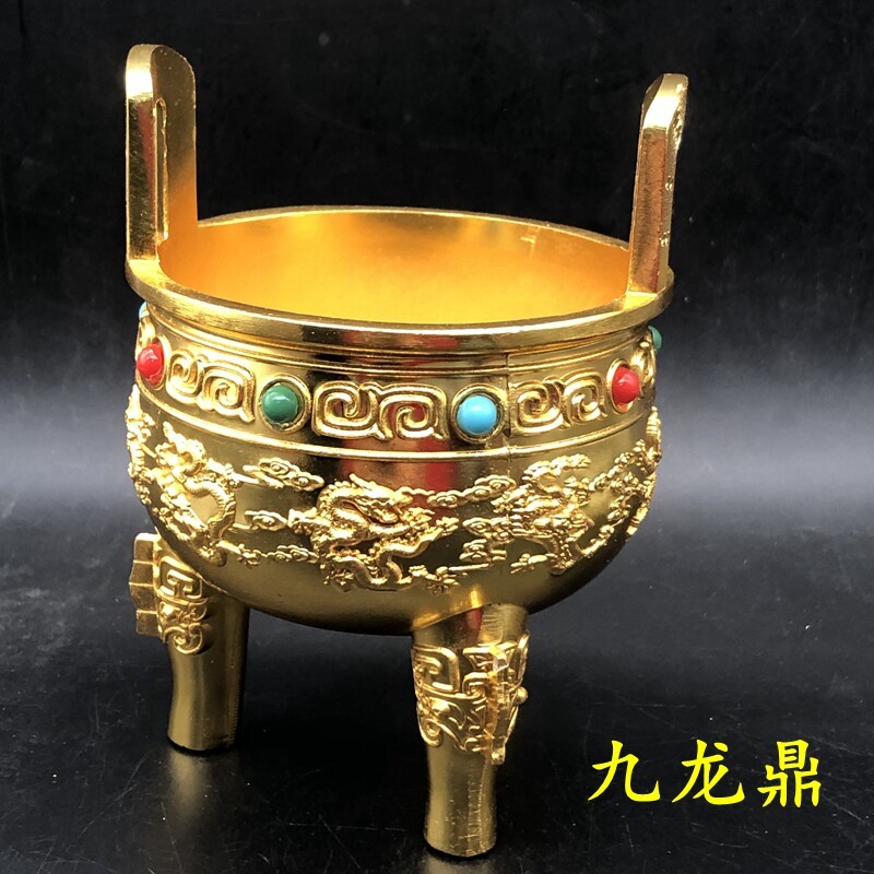 นิตยสารโบราณ Bronze โบราณ Qianlong ปีทํา Kowloon Ding Kowloon กระถางธูปแท่งเกลียวสามขา