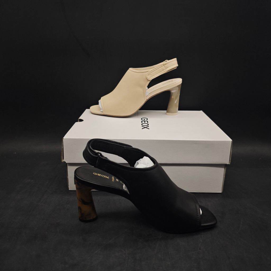 heels รองเท้าสูง GEOX รองเท้าแตะแบบสบายๆสำหรับผู้หญิงรองเท้ากันลื่น Velcro รองเท้าผู้หญิงส้นสูงหนา1ส